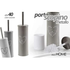 PORTA SCOPINO BAGNO 40 CM METALLO DECORO HOME CUORE VARI COLORI ASSORTITI 748615