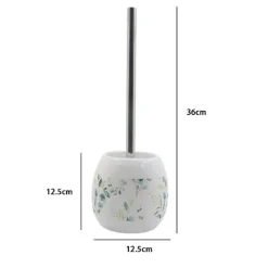 PORTA SCOPINO BIANCO DECORATO FIORI FOGLIE PORTASCOPINO ACCESSORI BAGNO 87052