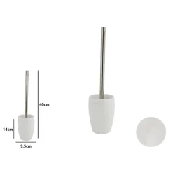 PORTA SCOPINO BIANCO PELLE CON SCOPETTINO WC ACCESSORIO ARREDO BAGNO ELEGANTE 87789