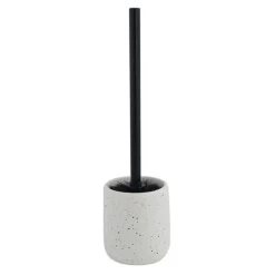 PORTA SCOPINO CON SCOPETTINO NERO WC BAGNO CERAMICA BIANCO EFFETTO PIETRA GRANITO 87808