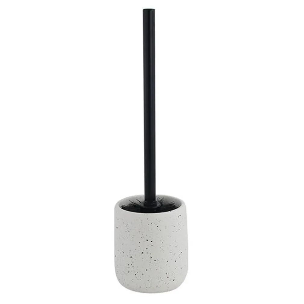 PORTA SCOPINO CON SCOPETTINO NERO WC BAGNO CERAMICA BIANCO EFFETTO PIETRA GRANITO 87808