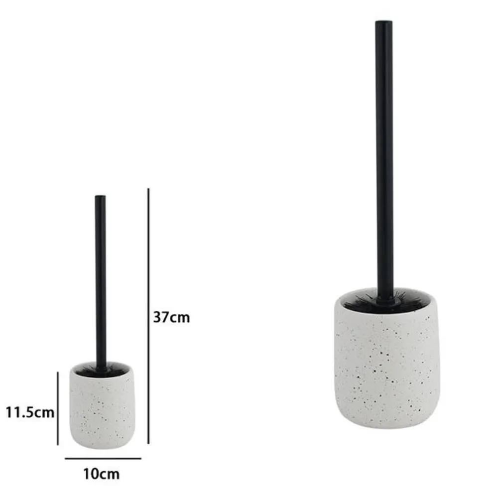 PORTA SCOPINO CON SCOPETTINO NERO WC BAGNO CERAMICA BIANCO EFFETTO PIETRA GRANITO 87808