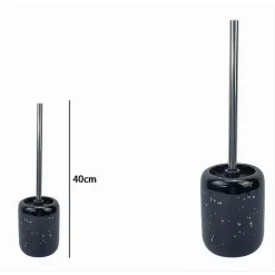 PORTA SCOPINO CON SCOPETTINO PER WC NERO MACCHIATO ARGENTO ACCESSORI BAGNO 59933