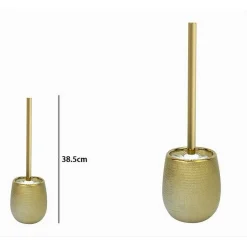 PORTA SCOPINO CON SCOPETTINO PER WC BAGNO DORATO RIGATO ACCESSORIO ARREDO 59937