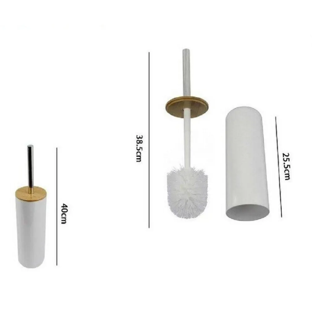 PORTA SCOPINO CON SCOPETTINO SPAZZOLONE WC BAGNO BIANCO FINITURE LEGNO 69485