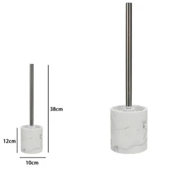 PORTA SCOPINO CON SCOPETTINO WC BAGNO EFFETTO MARMO BIANCO ACCESSORIO ARREDO 87832