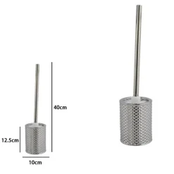 PORTA SCOPINO DECORATO SILVER CON EFFETTO CUORICINI CON SCOPINO ACCESSORIO BAGNO 87820