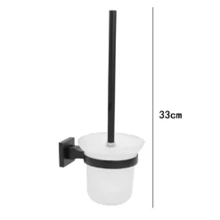 PORTA SCOPINO IN ACCIAIO VETRO FINITURA NERO OPACO CON FISSAGGIO A PARETE MURO