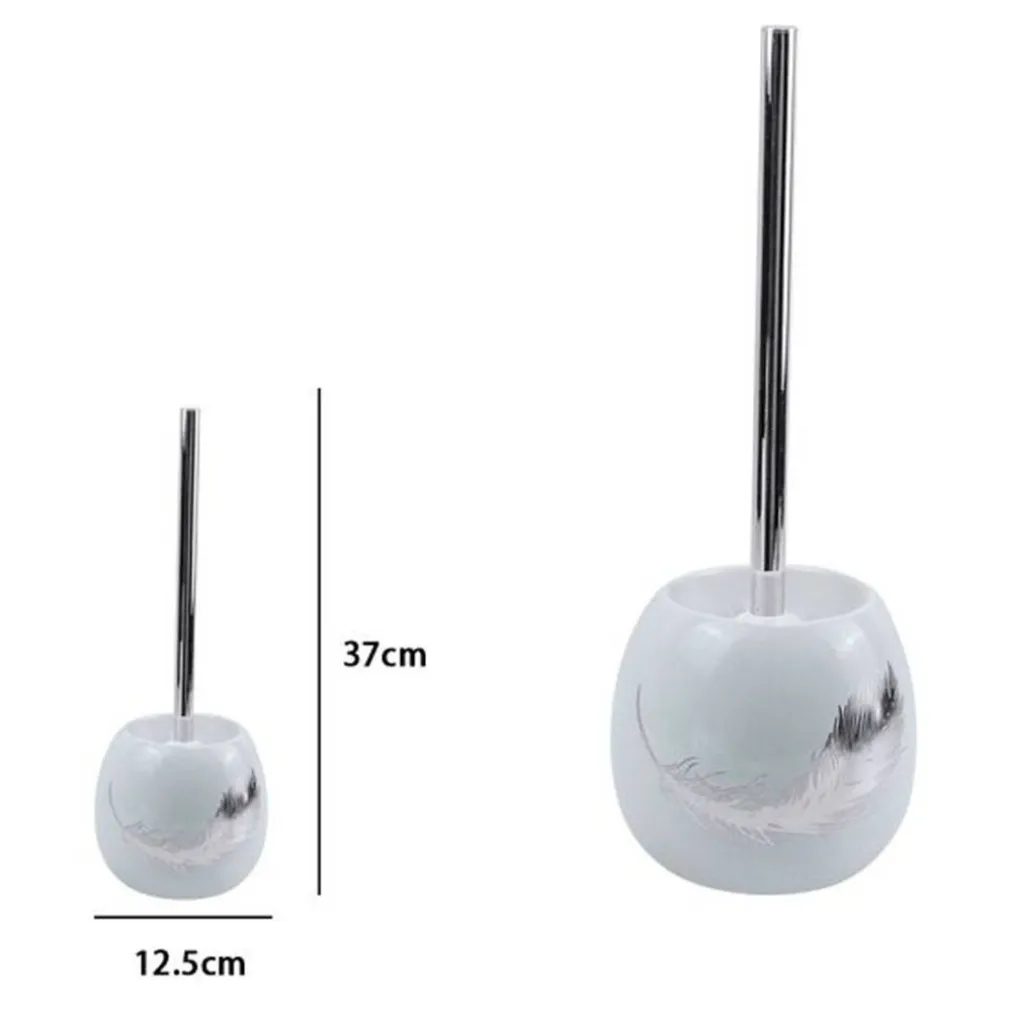 PORTA SCOPINO IN CERAMICA BIANCA DECORATO CON PIUMA ARGENTO SCOPINO BAGNO 59901