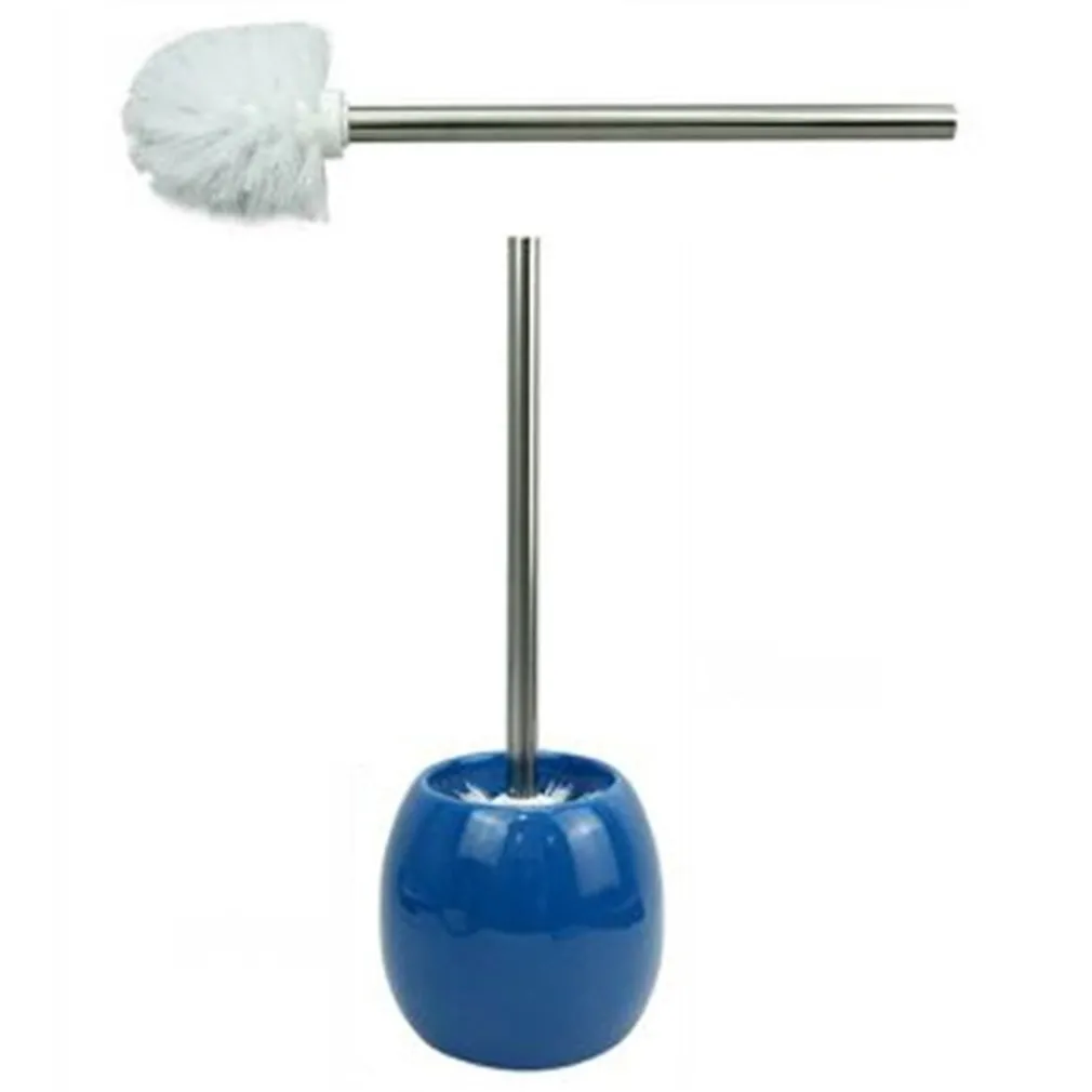 PORTA SCOPINO IN CERAMICA BLU CON SCOPINO MODERNO ACCESSORI ARREDO BAGNO 79259