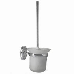 PORTA SCOPINO WC COMPLETO VETRO SATINATO FISSAGGIO A PARETE BAGNO OVALE 52017