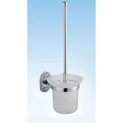 PORTA SCOPINO WC COMPLETO VETRO SATINATO FISSAGGIO A PARETE BAGNO OVALE 52017