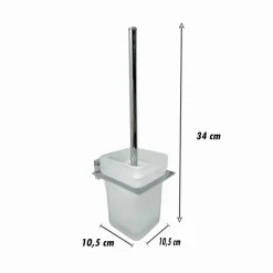 PORTA SCOPINO WC SCOPETTINO COMPLETO VETRO SATINATO FISSAGGIO PARETE BAGNO CUBO 87220