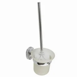 PORTA SCOPINO WC SCOPINO COMPLETO VETRO SATINATO FISSAGGIO A PARETE BAGNO 69194