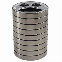 PORTA SPAZZOLINI BICCHIERE A 3 FORI ARGENTO A RIGHE MODERNO ARREDO BAGNO 10389