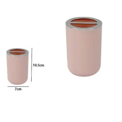 PORTA SPAZZOLINI BICCHIERE ACCESSORI BAGNO 2 FORI ROSA SILVER CONTENITORE 79869