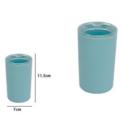 PORTA SPAZZOLINI BICCHIERE ACCESSORIO ARREDO BAGNO AZZURRO LAVORATO 3 FORI 79794