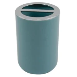 PORTA SPAZZOLINI BICCHIERE ACCESSORIO BAGNO 2 FORI VERDE PETROLIO SILVER 69474