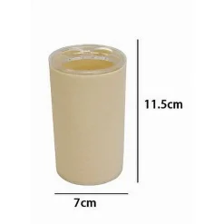 PORTA SPAZZOLINI BICCHIERE ACCESSORIO ARREDO BAGNO BEIGE LAVORATO 3 FORI 79790