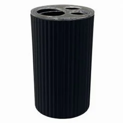 PORTA SPAZZOLINI BICCHIERE PER ARREDO BAGNO GRIGIO SCURO RIGATO A 3 FORI 79170