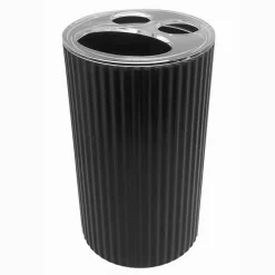 PORTA SPAZZOLINI BICCHIERE PER ARREDO BAGNO GRIGIO SCURO RIGATO A 3 FORI 79170