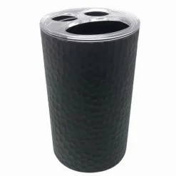 PORTA SPAZZOLINI BICCHIERE ACCESSORIO BAGNO NERO 3 FORI PORTASPAZZOLINI 79182