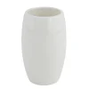 PORTA SPAZZOLINI BICCHIERE BIANCO PELLE ACCESSORIO ARREDO DA BAGNO ELEGANTE 87787