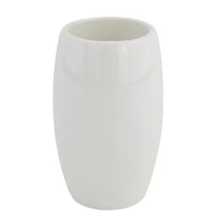 PORTA SPAZZOLINI BICCHIERE BIANCO PELLE ACCESSORIO ARREDO DA BAGNO ELEGANTE 87787