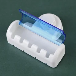 PORTA SPAZZOLINI DA DENTI A 5 POSTI CON ATTACCO A VENTOSA A PARETE PER BAGNO