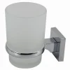 PORTA SPAZZOLINI DENTIFRICIO BICCHIERE VETRO SATINATO PARETE BAGNO SQUARE 59186