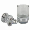 PORTA SPAZZOLINI DENTIFRICIO CON BICCHIERE IN VETRO A PARETE BAGNO CRYSTAL 52822