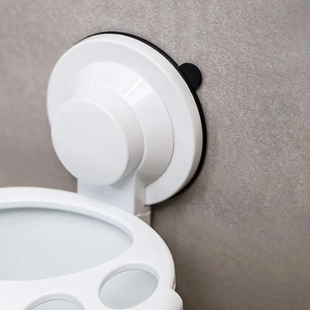 PORTA SPAZZOLINI DENTIFRICIO A VENTOSA BIANCO CONTENITORE PARETE BAGNO 59541