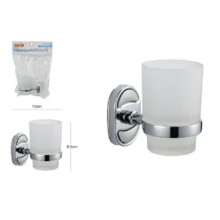 PORTA SPAZZOLINI DENTIFRICIO BICCHIERE VETRO SATINATO PARETE BAGNO OVALE 52007