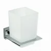 PORTA SPAZZOLINI DENTIFRICIO CON BICCHIERE VETRO PARETE ARREDO BAGNO CUBO 87213