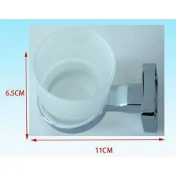 PORTA SPAZZOLINO DENTIFRICIO BICCHIERE VETRO SATINATO PARETE MURO BAGNO 52201A