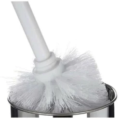 PORTA SPAZZOLONE BAGNO IN ACCIAIO SATINATO PORTASCOPINO PER WC CON CONTENITORE