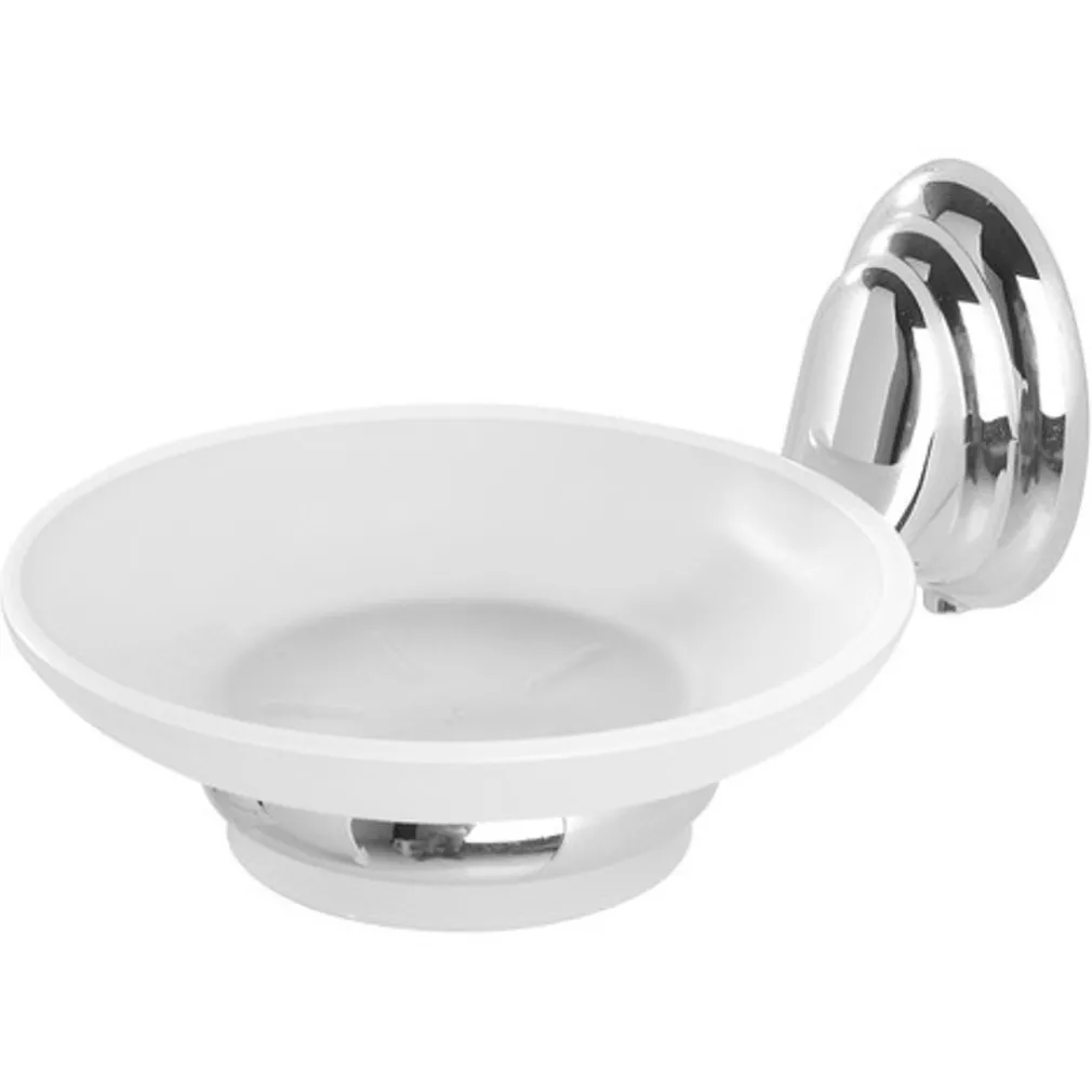 PORTA SUPPORTO SAPONE SAPONETTA PIATTINO ACCIAIO VETRO MURO PARETE ARREDO BAGNO