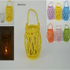 PORTACANDELA PORTA CANDELA LUMINO LANTERNA LEGNO MANICO DECORATIVA 23,5CM