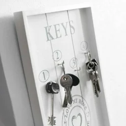 PORTACHIAVI PANNELLO APPENDI CHIAVI IN LEGNO 4 GANCI 24 X 32 CM I LOVE MY HOME