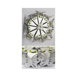 PORTACONFETTI BOMBONIERE SCATOLINA FORMA DI SPICCHIO TORTA CON FARFALLA ARGENTO