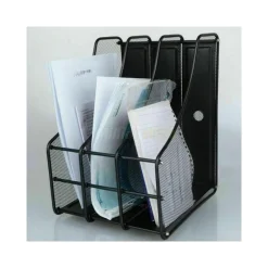 PORTADOCUMENTI PER UFFICIO IN METALLO 3 SCOMPARTI DA SCRIVANIA RIVISTE