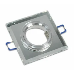 PORTAFARETTO DA INCASSO QUADRATO IN VETRO EFFETTO SPECCHIO FORO 60MM ARGENTO P18