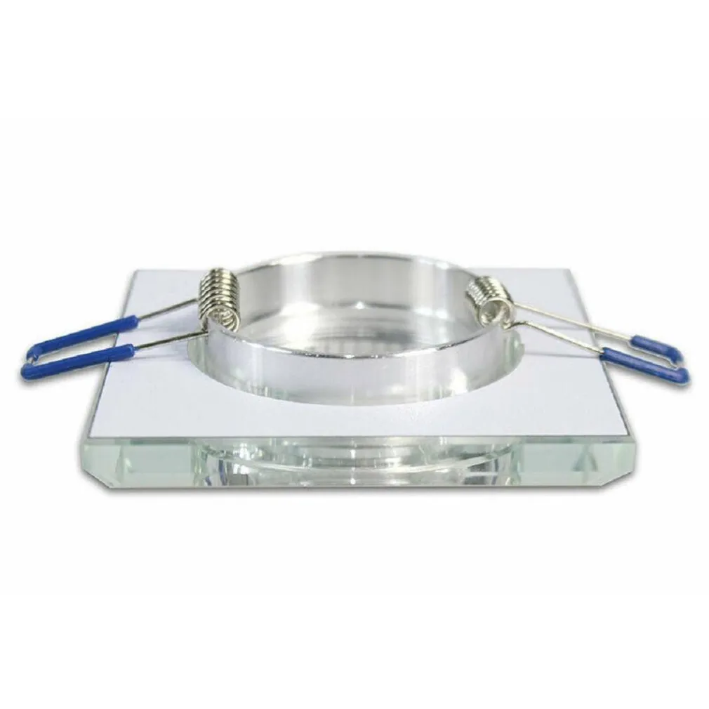 PORTAFARETTO DA INCASSO QUADRATO IN VETRO EFFETTO SPECCHIO FORO 60MM ARGENTO P18