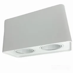 PORTAFARETTO DOPPIO ORIENTABILE DA SOFFITTO BIANCO PER FARETTO GU10 GU5.3 P34-B2