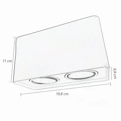 PORTAFARETTO DOPPIO ORIENTABILE DA SOFFITTO BIANCO PER FARETTO GU10 GU5.3 P34-B2