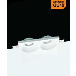 PORTAFARETTO GESSO DOPPIO ROTONDO INCASSO A SCOMPARSA 2 PORTALAMPADA GU10 GS-24