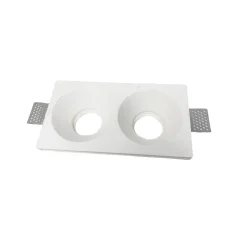 PORTAFARETTO GESSO DOPPIO ROTONDO INCASSO A SCOMPARSA 2 PORTALAMPADA GU10 GS-24