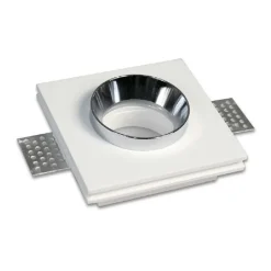 PORTAFARETTO INCASSO GESSO VERNICIABILE QUADRATO 10X10 CM SCOMPARSA GU10 GS-10