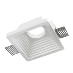 PORTAFARETTO INCASSO IN GESSO A SCOMPARSA PER FARETTO GU10 MOTIVO QUADRATO GS-19