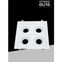 PORTAFARETTO QUADRUPLO ORIENTABILE INCASSO BIANCO PER LAMPADINE GU10/GU5.3 P33-B4